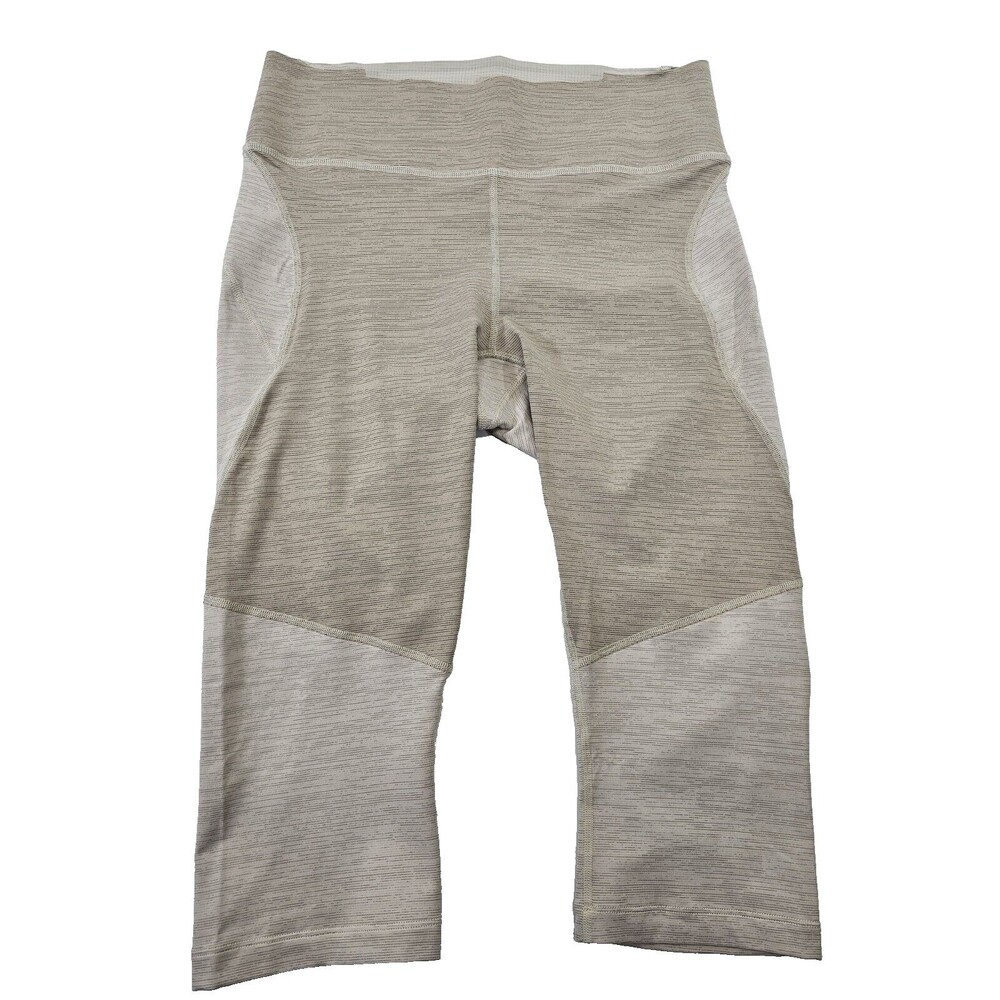 Outdoor Voices L Two-Tone Cropped Leggings Capri Workout Beige Stretch EUC‎